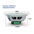 Ceiling Speaker Bluetooth 6 Inch 20W Moisture Resistant