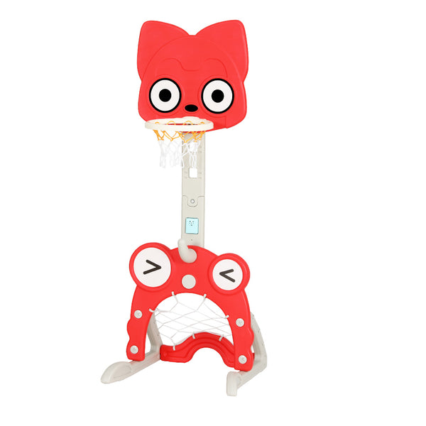 5-in-1 Basketball Hoop Adjustable Stand Toy Set for Kids - Red