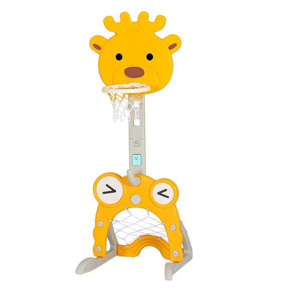5-in-1 Basketball Hoop Adjustable Stand Toy Set for Kids - Yellow
