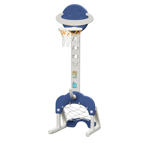 6-in-1 Basketball Hoop Adjustable Stand Toy Set for Kids - Blue