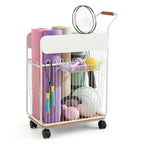 Everfit Yoga Mat Storage Rack Mobile Holder with Wheels Basket Home Gym Storage Organizer White