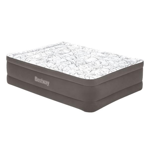 Grey Raised Queen Inflatable Air Mattress for Comfortable Sleeping