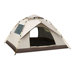 Beige and brown dome tent on a white background