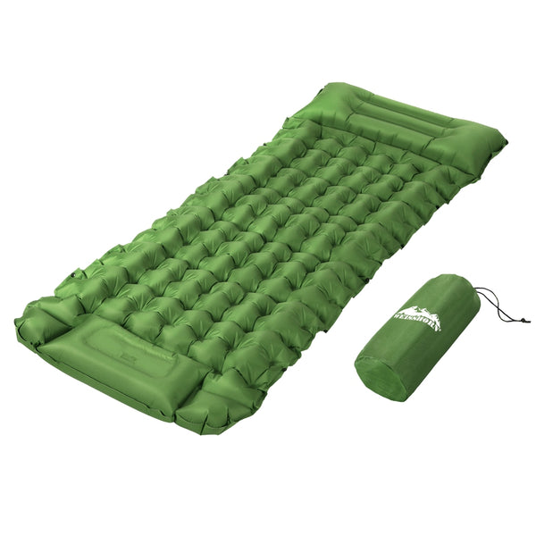 Self Inflating Single Camping Mattress with Comfortable Pillow
