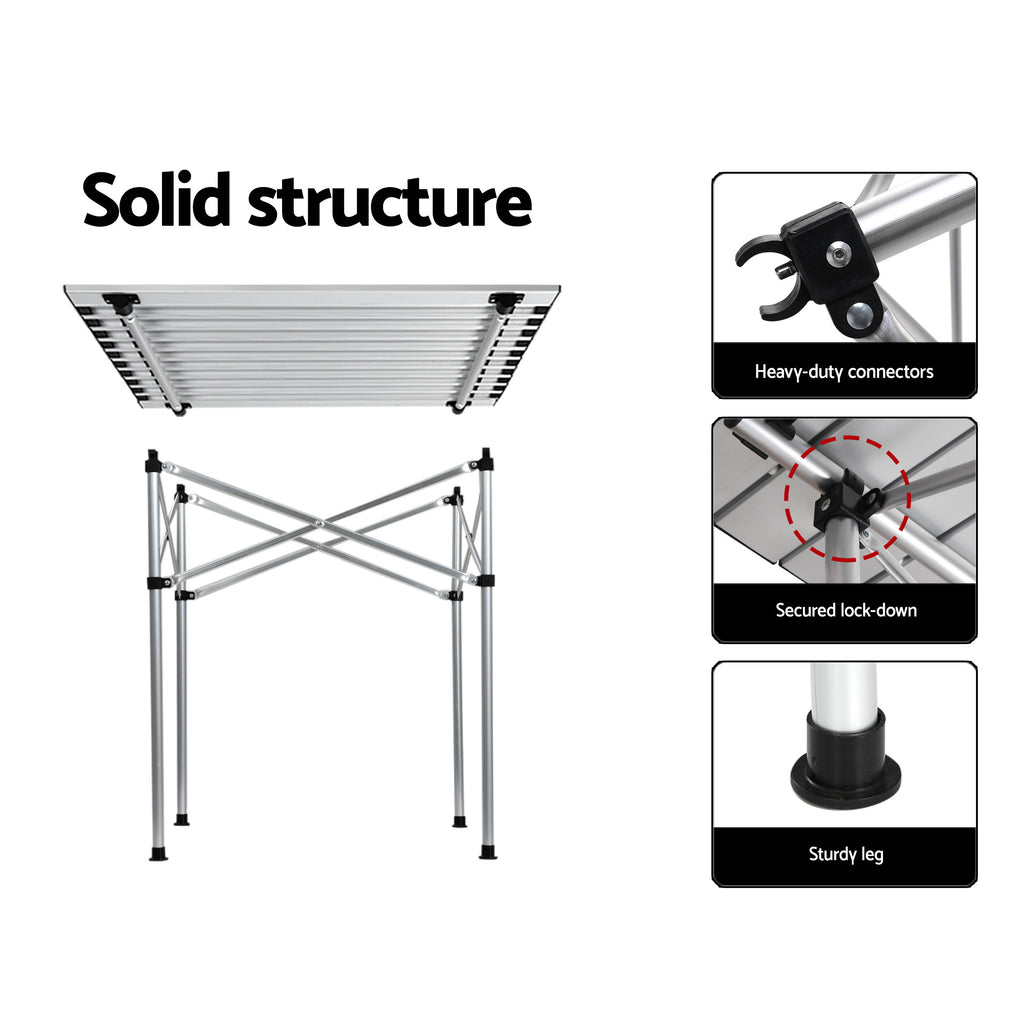 Weisshorn 3pc Camping Table Chair Set Outdoor Folding Aluminium Portable Picnic