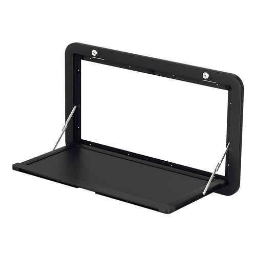 Black Folding Caravan Table with Secure Locking Mechanism