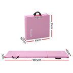 Everfit 180x60cm Gymnastics Mats Folding Exercise Floor Mat Portable 3 Fold Tumbling Mat Pink