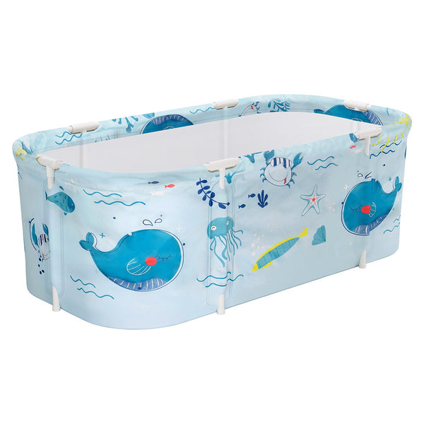 Blue Portable Foldable Bathtub with Soft Inflatable Cushion