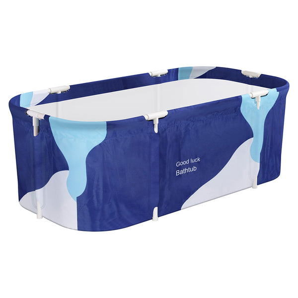 Navy Blue Portable Foldable Bathtub with Soft Inflatable Cushion