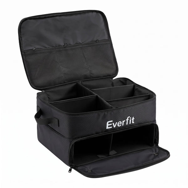 Everfit Golf Trunk Organizer for Car, 2-Tier Golf Storage Bag with Ventilated Shoe Compartment Black