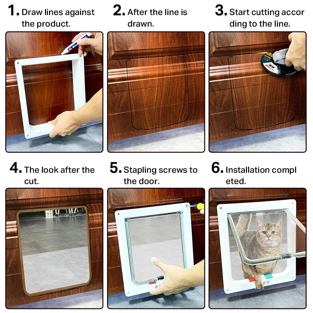 Pet Door Locking 4 Way ABS Cat Dog Flap