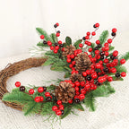 Christmas Wreath Rattan Pine Cones Berries Branches