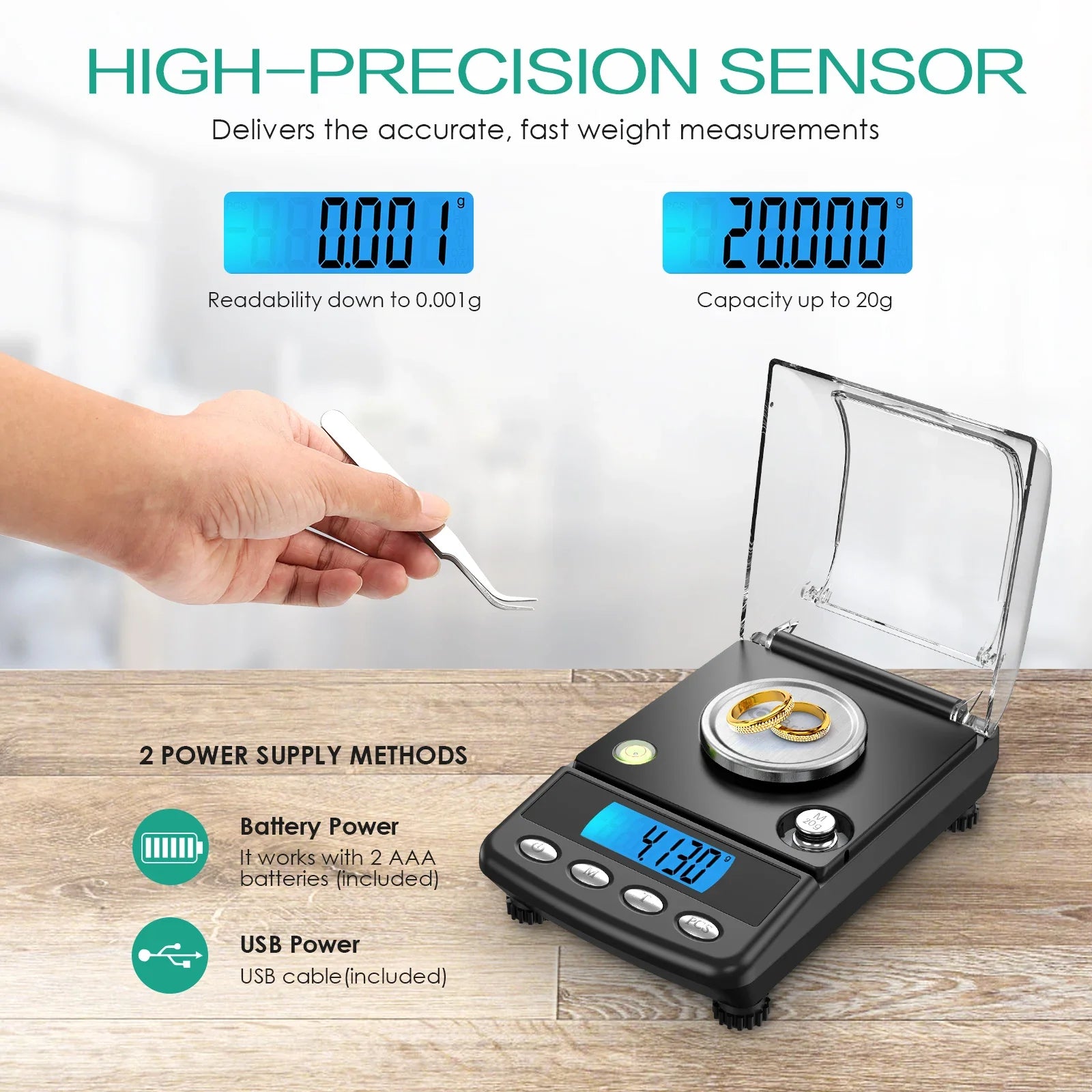 Digital Jewelry Scale with Precision USB Mini Balance