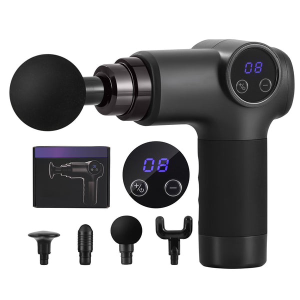 Massage Gun 8 Speed 4 Heads - Black