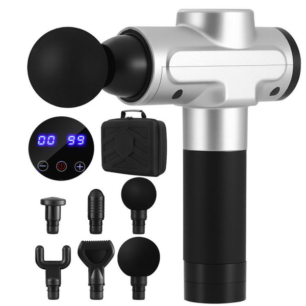 Massage Gun 30 Speed 6 Heads - Silver