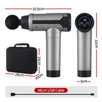 Everfit Massage Gun 30 Speed 6 Heads Vibration Muscle Massager Chargeable Black