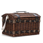 Alfresco 4 Person Picnic Basket Set Wooden Blanket Cooler Bag Outdoor Insulated