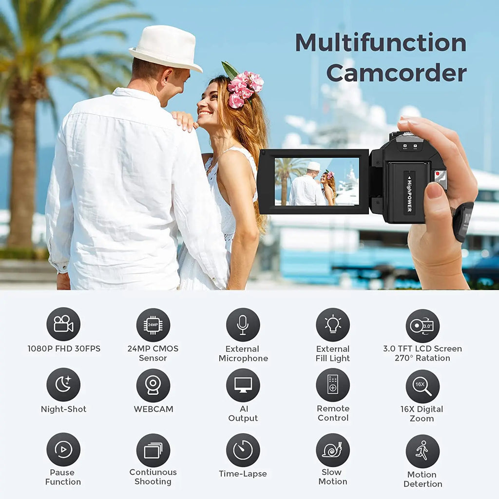 Digital Camera Video Camcorder with Rotating LCD Screen
