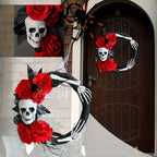 Halloween Skull Rose Flower Hanging Decoration 38cm