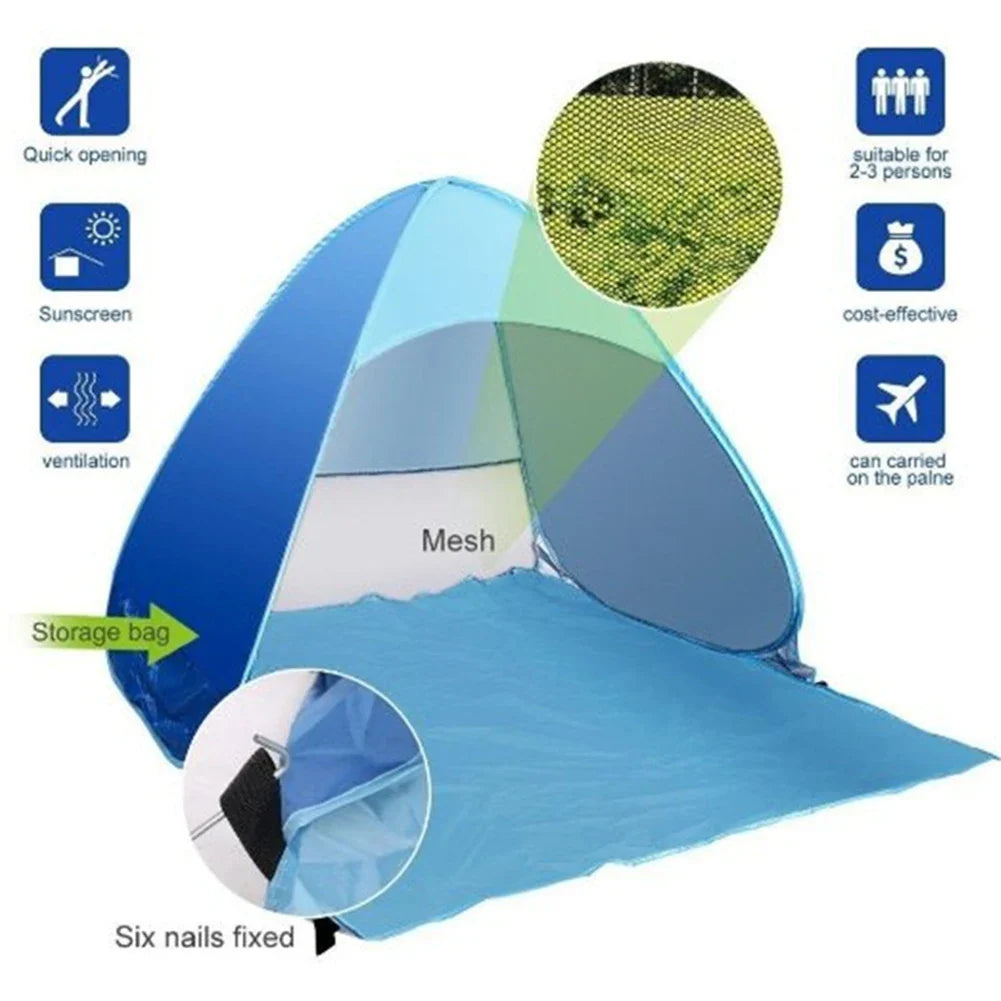 Beach Tent Automatic  with  Pop Up Sun Shelter