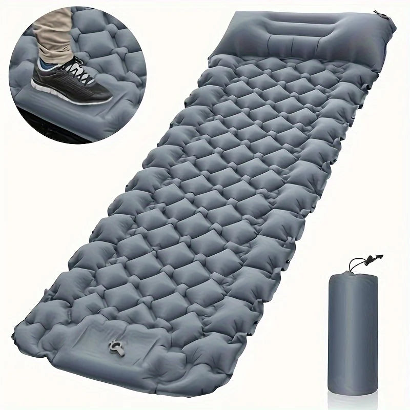 Inflatable Camping Mat with Built-in Pump Headrest
