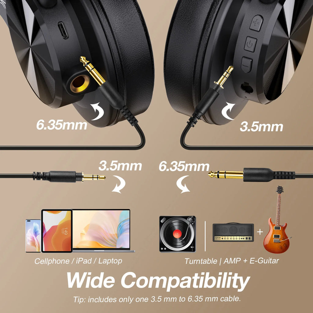 Bluetooth Headphones with Over Ear Wireless Studio Monitor