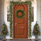 Christmas Garland Rattan with Red Lights