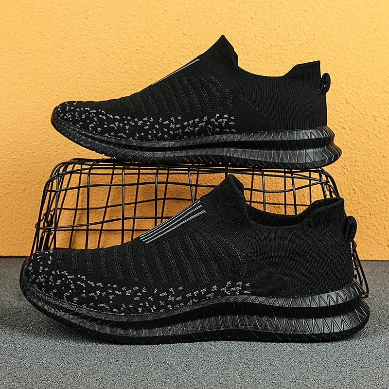 Walking Black Shoes Slip-On Mesh Men (Shoe Size: 41)