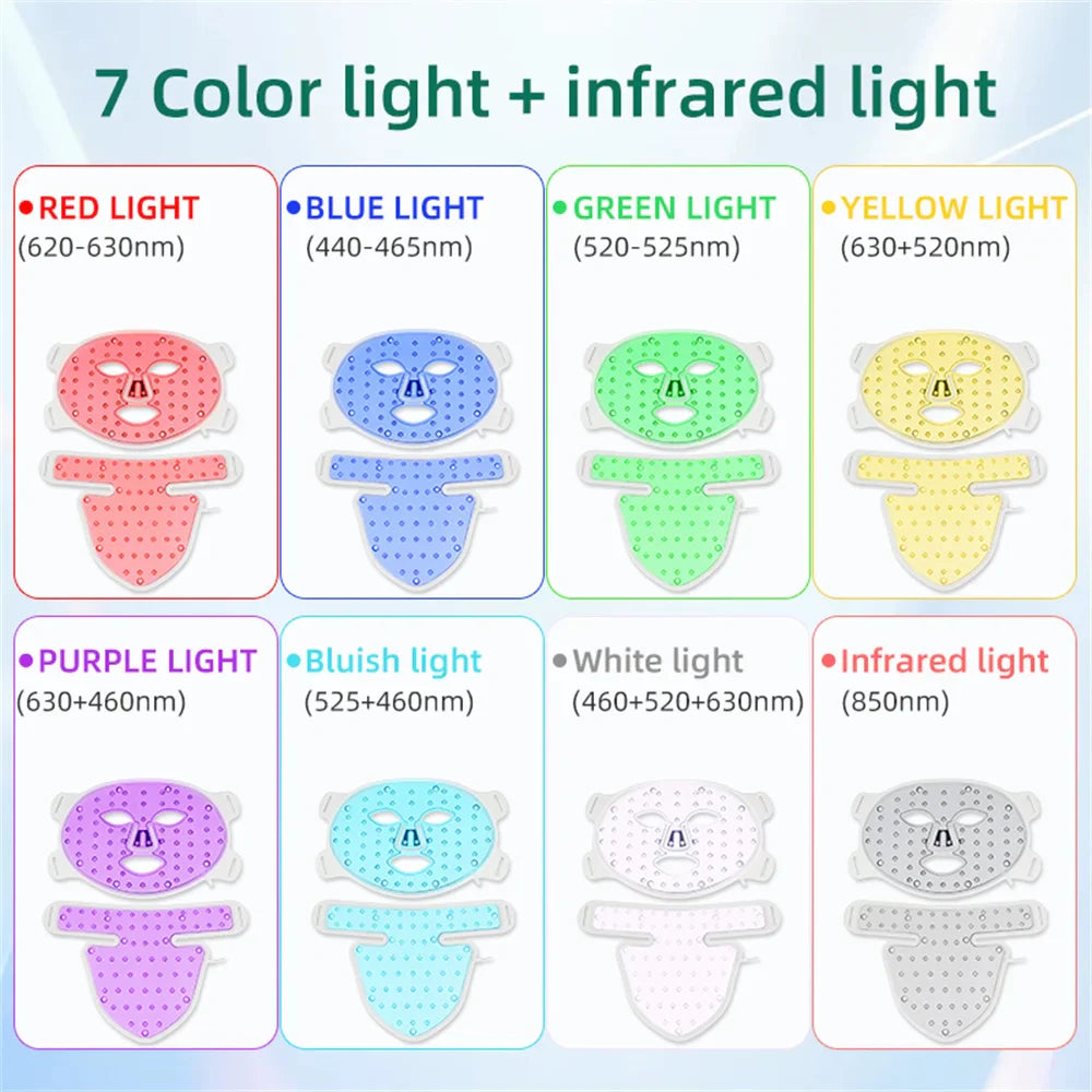 LED Face Neck Mask with 8-Color Infrared Therapy