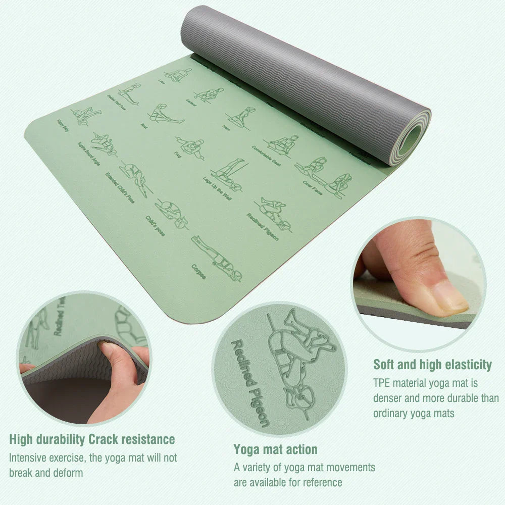 Yoga Mat TPE Non-Slip Lightweight 183×57cm
