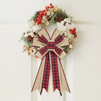 Christmas Wreath with Red &  Black Plaid Bow Burlap