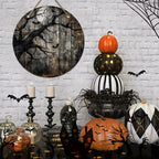 Halloween Wooden Hanging Sign - Full Moon Bat