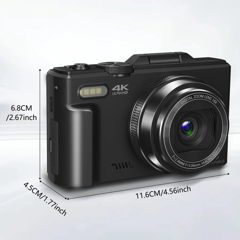 Digital Camera 64MP 4K Vlog Flip Screen WiFi Zoom