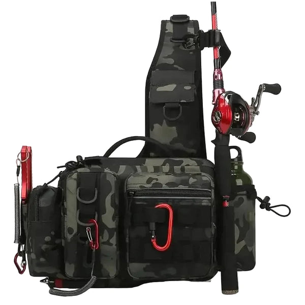Fishing Tackle Backpack with Rod Holder