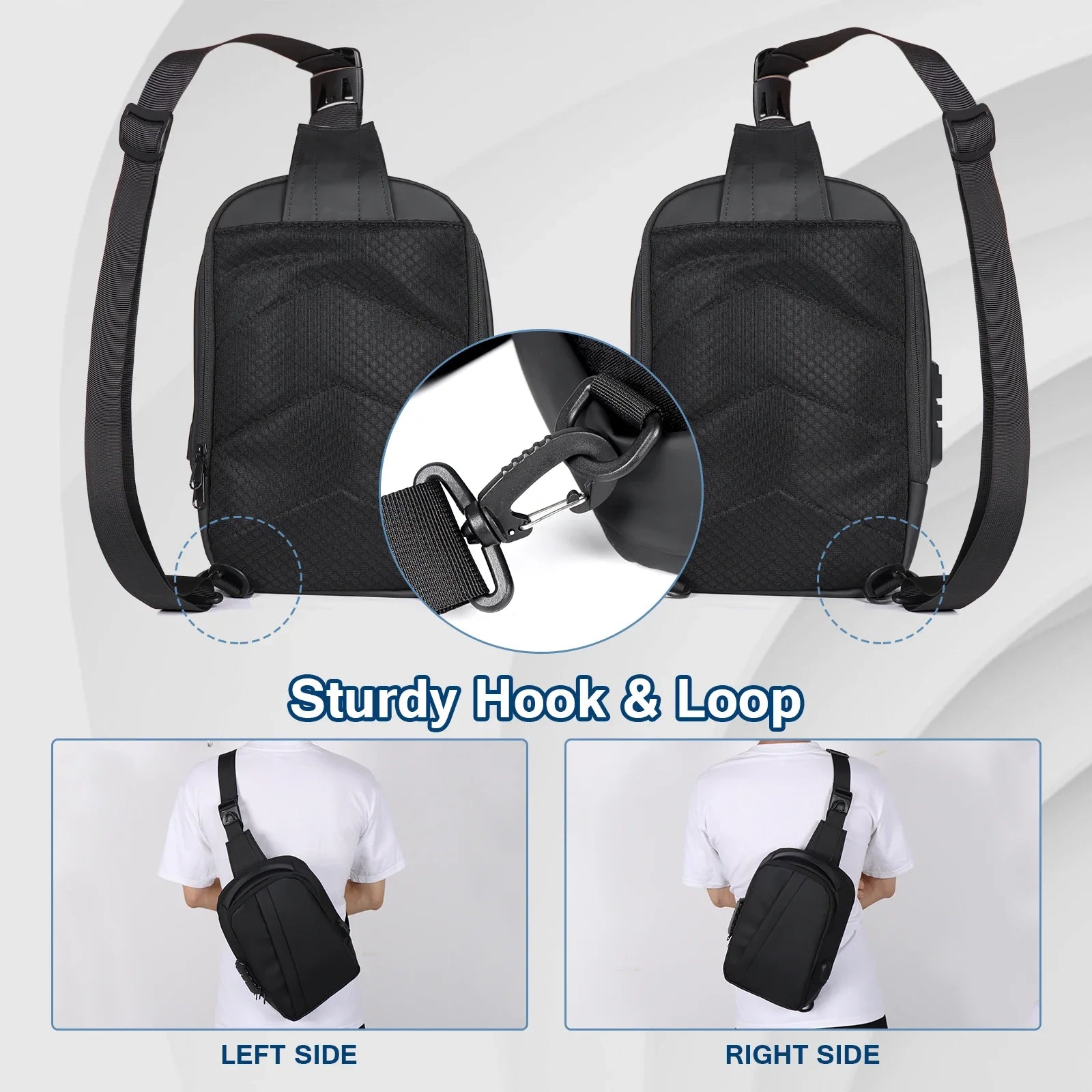 Men Anti-Theft Sling Bag with Waterproof USB Crossbody