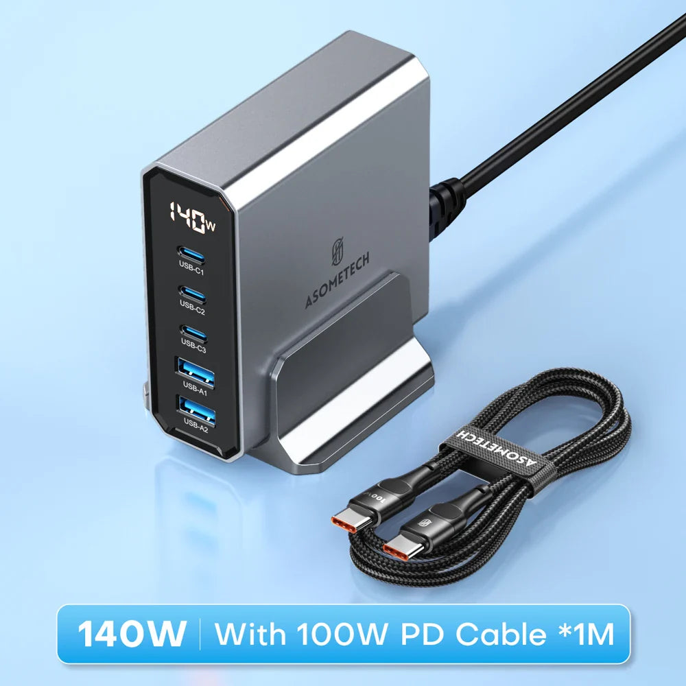 140W 5-Port USB-C GaN Fast Charger