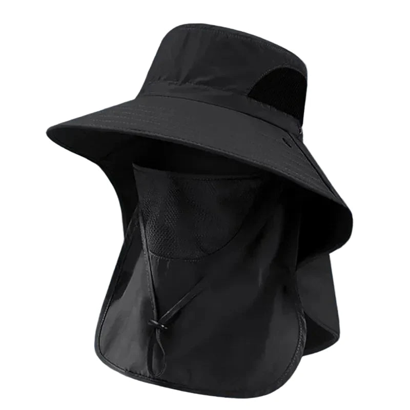 Sun Hat with UV Protection Neck Flap for Outdoor (Black)