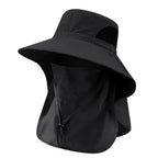 Sun Hat with UV Protection Neck Flap for Outdoor (Black)