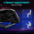 Laptop Cooling Pad 5 Fans Adjustable Stand with Holder
