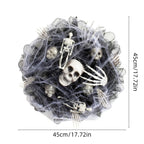 Halloween Wreath Skeleton Spider Web Black