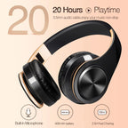 Wireless Headphones Bluetooth with Gold Stereo Foldable Mic
