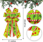 Christmas Bow with Red Green and Glitter Tree Topper