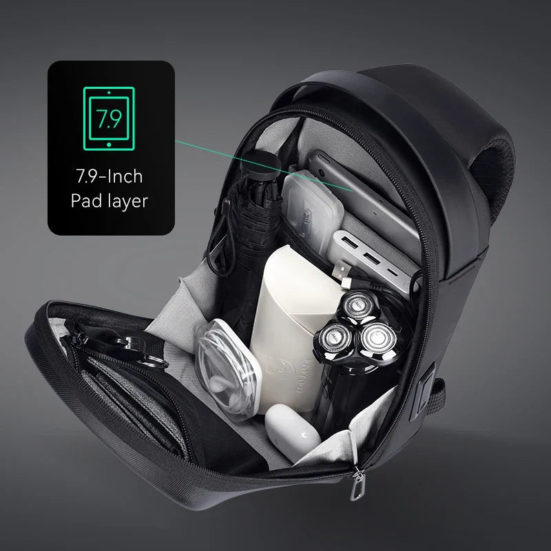 Crossbody Bag Waterproof Hard-Shell with USB Port