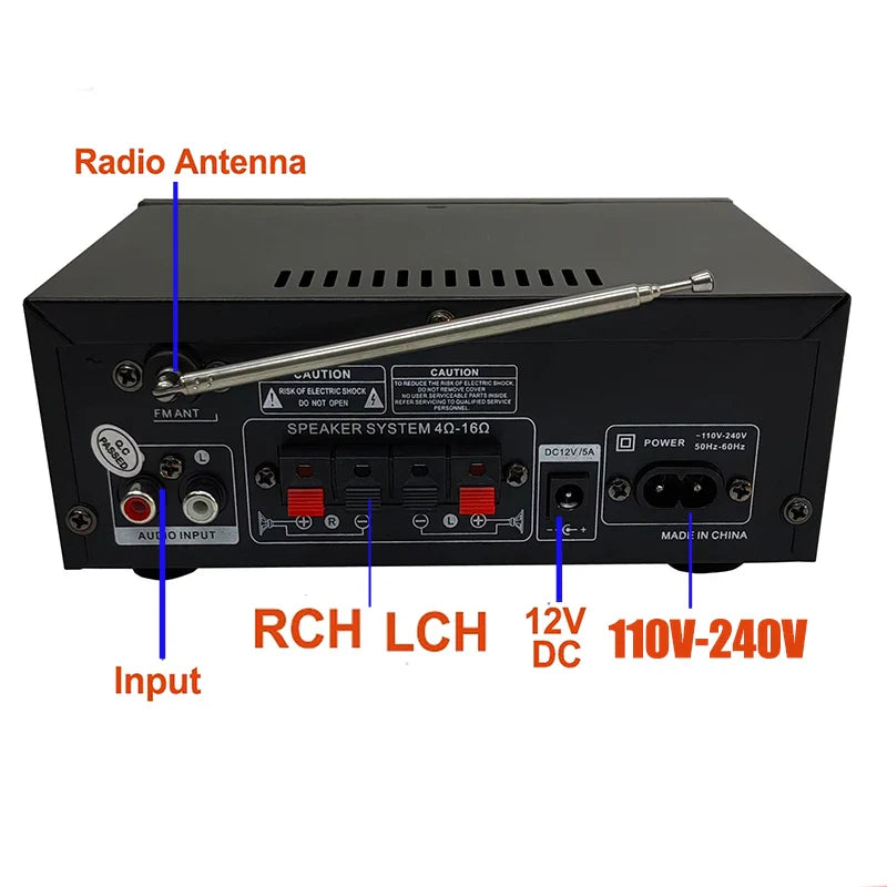 Bluetooth Stereo Audio Amplifier High Power 2.0 Channel
