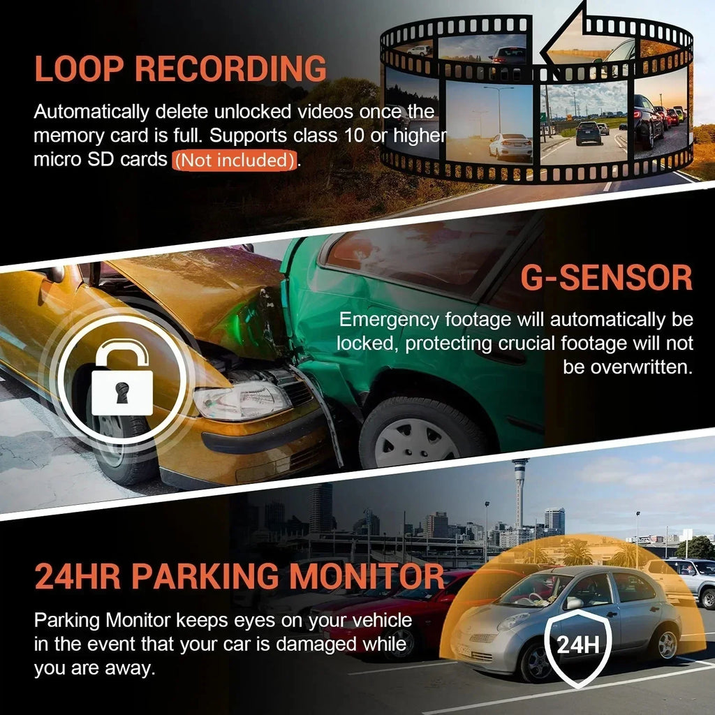 Dash Cam Car WiFi Dual Lens 1080P