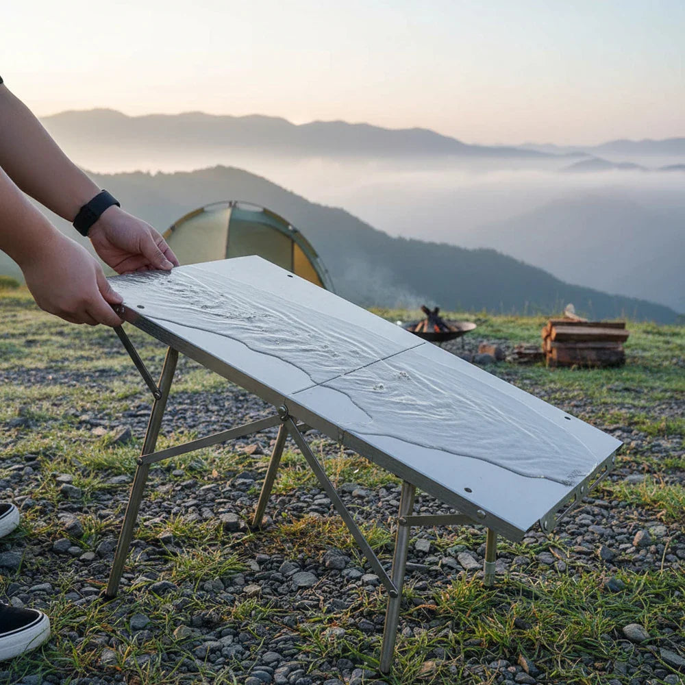 Camping Table with Folding Stainless Heat-Resistant
