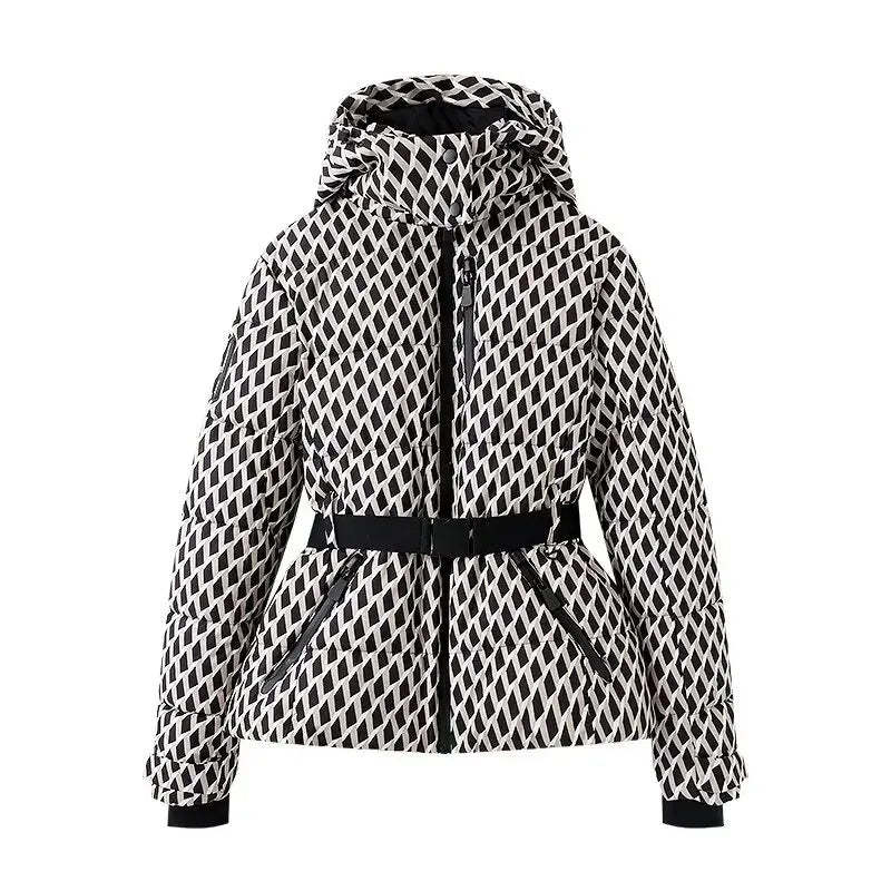 Women Winter Hooded High Waist Padded Parka (Lattice-AU-12/14)