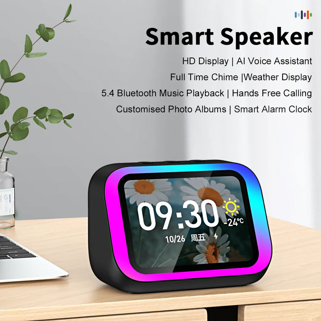 Bluetooth Speaker with Smart Clock Large Screen Display