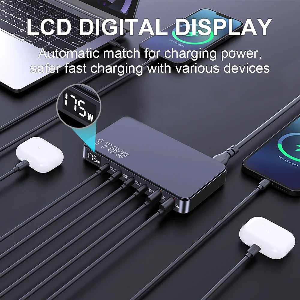 USB Charger GaN 175W 6-Port Fast Charging