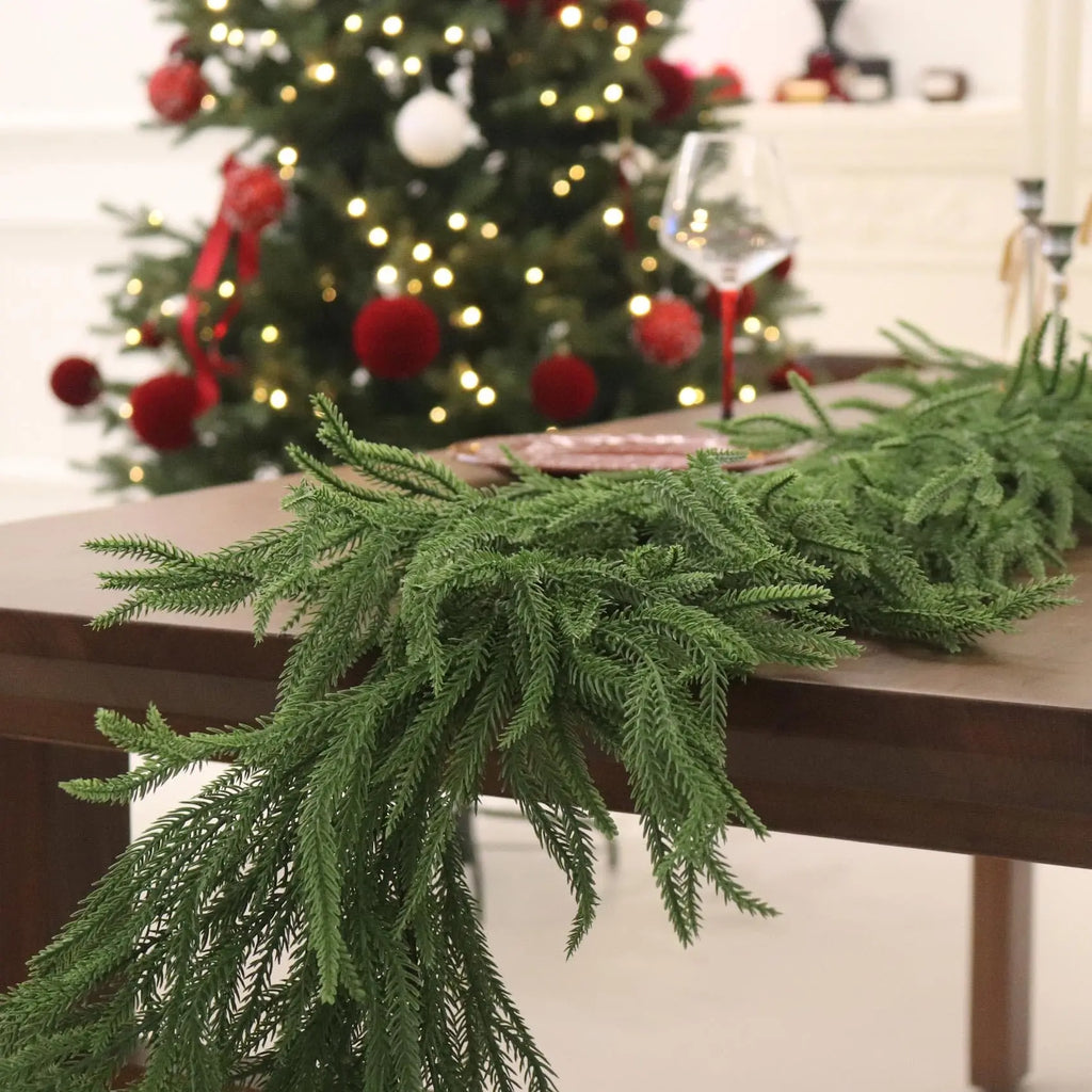 Christmas Garland with Norfolk Pine Artificial Greenery
